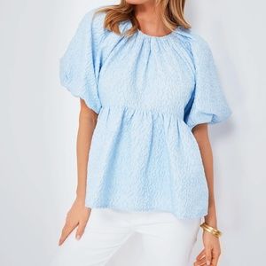 Tuckernuck - Powder Blue Jacquard Julia Blouse
